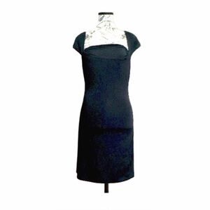 Elegant Black Asymmetrical Sheath Dress | Minimalist Cocktail Evening Dress | S